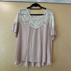 Maurice's Pink and cream lace blouse